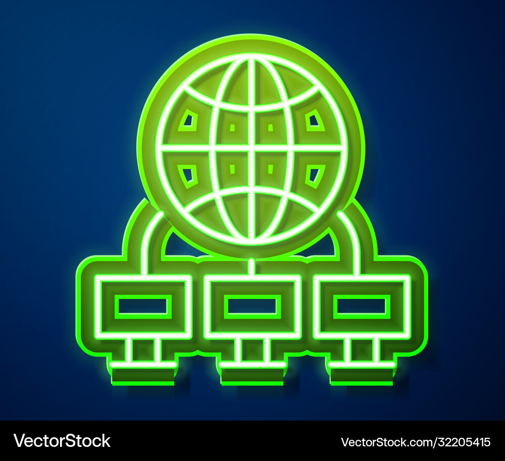 Glowing neon line computer network icon isolated Glowing neon line computer network icon isolated vector image