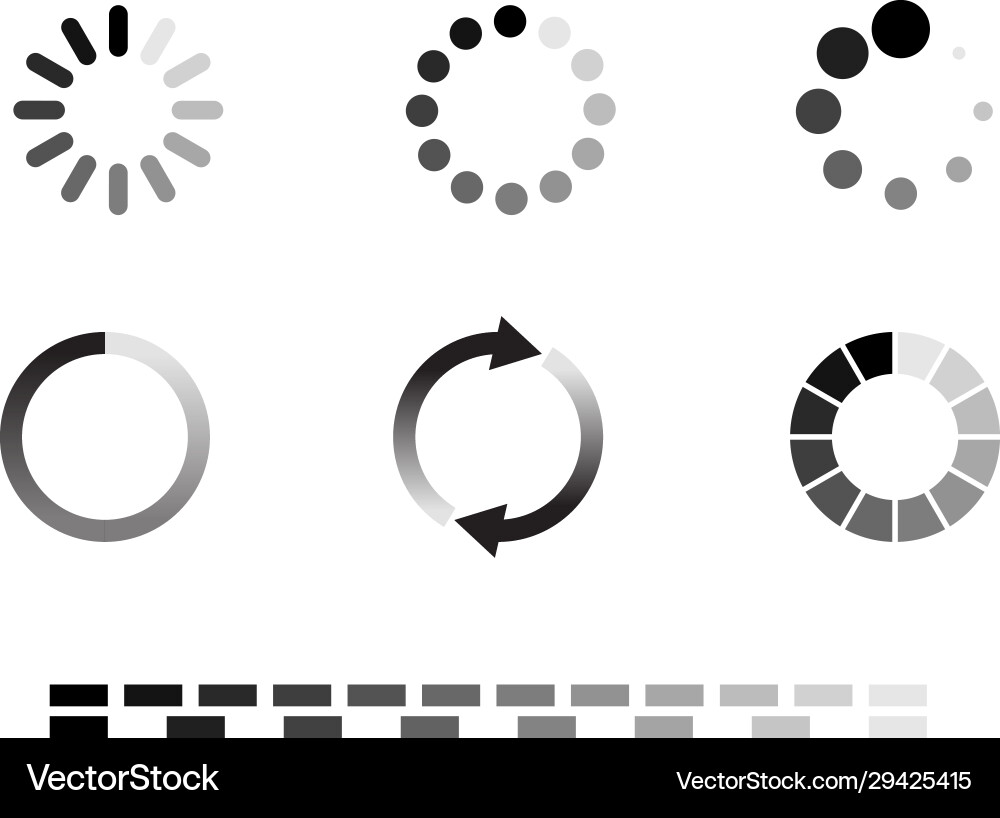 Isolated loading icon set on white background Isolated loading icon set on white background Vector Image
