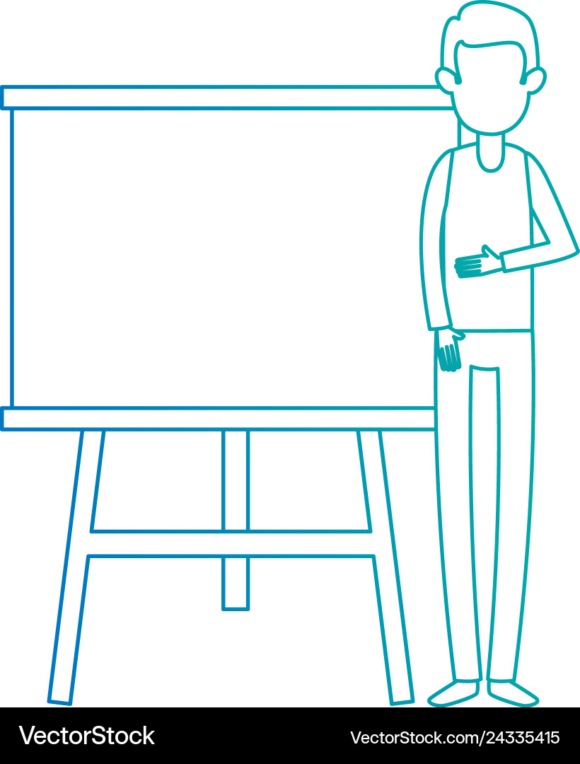 Man teaching with paperboard character Vector Image
