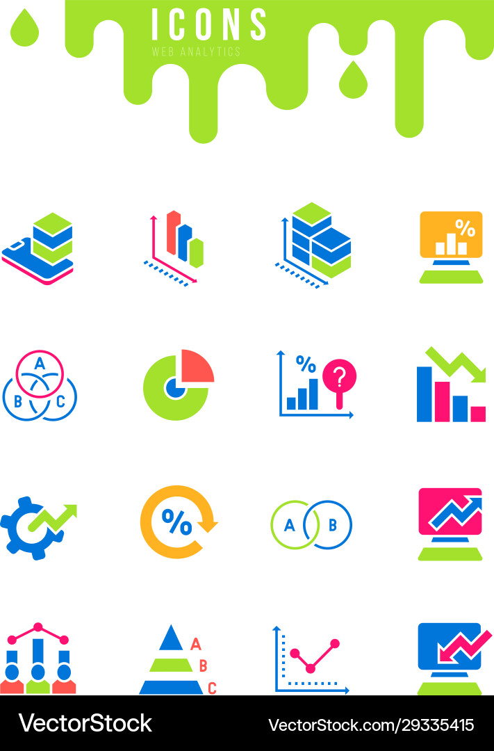 Set simple icons web analytics Set simple icons web analytics vector image