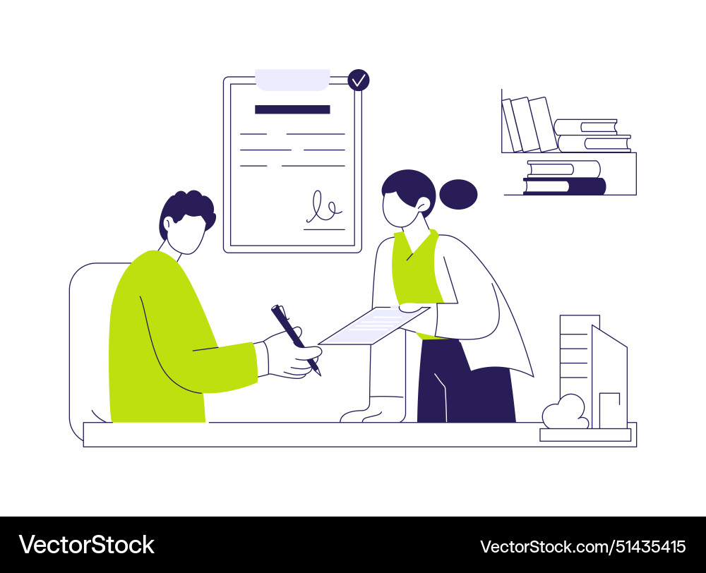 Signing contract with architect abstract concept Signing contract with architect abstract concept Vector Image
