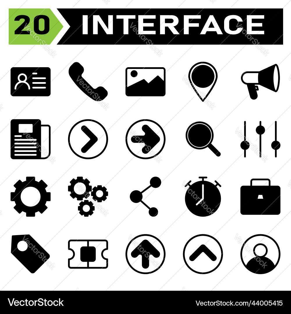 User interface icon set include id card pass User interface icon set include id card pass Vector Image