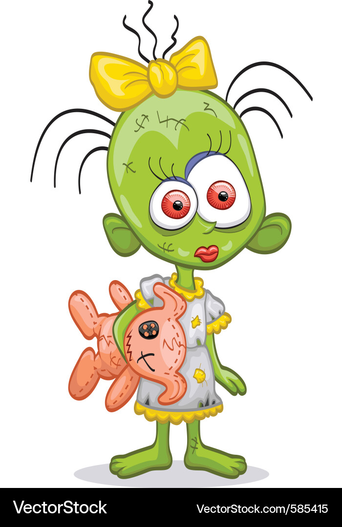 Zombie Girl Doll Vector Image