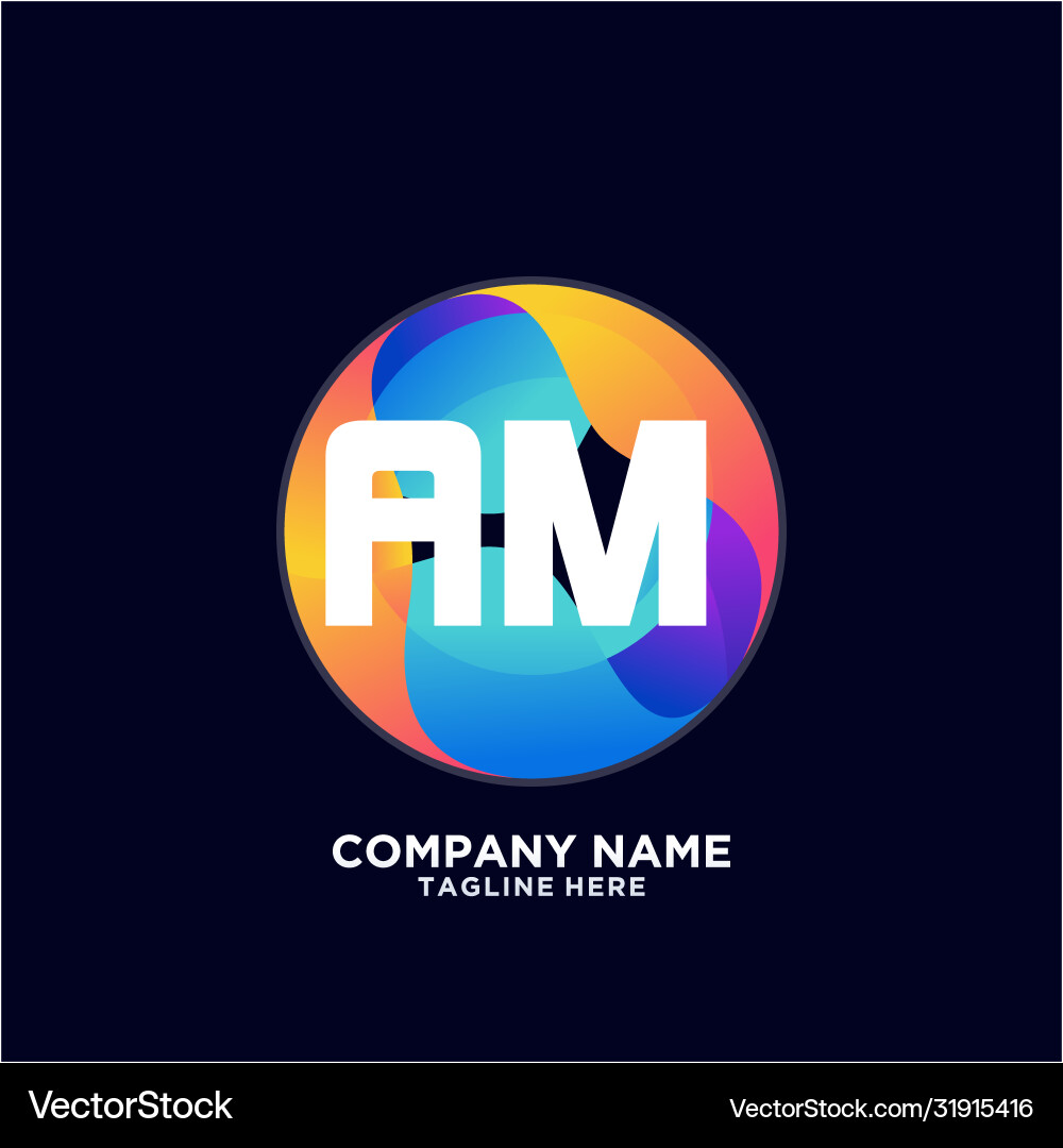 Am initial logo with colorful circle template Vector Image
