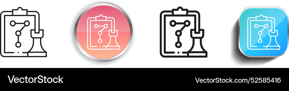 Chess game icon thin linear regular and button Chess game icon thin linear regular and button Vector Image