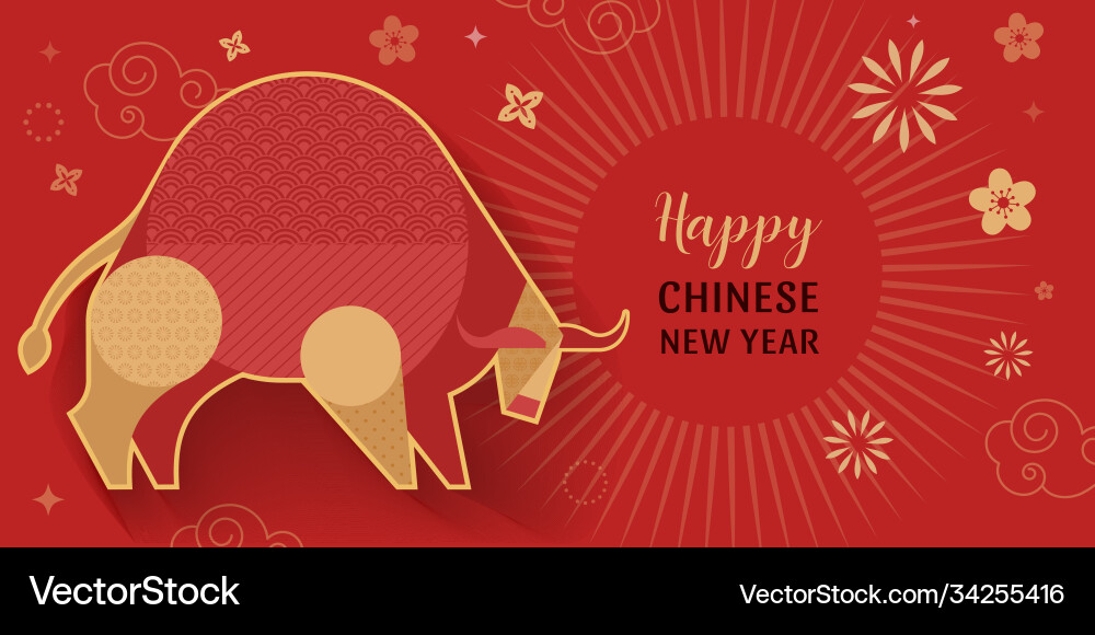 Chinese new year 2021 ox Chinese new year 2021 ox vector image