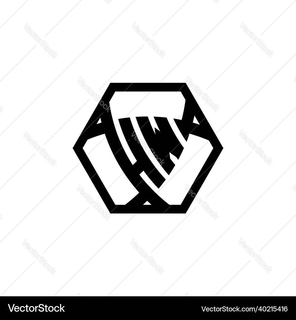 Hw logo monogram triangle shield hexagonal style Hw logo monogram triangle shield hexagonal style Vector Image