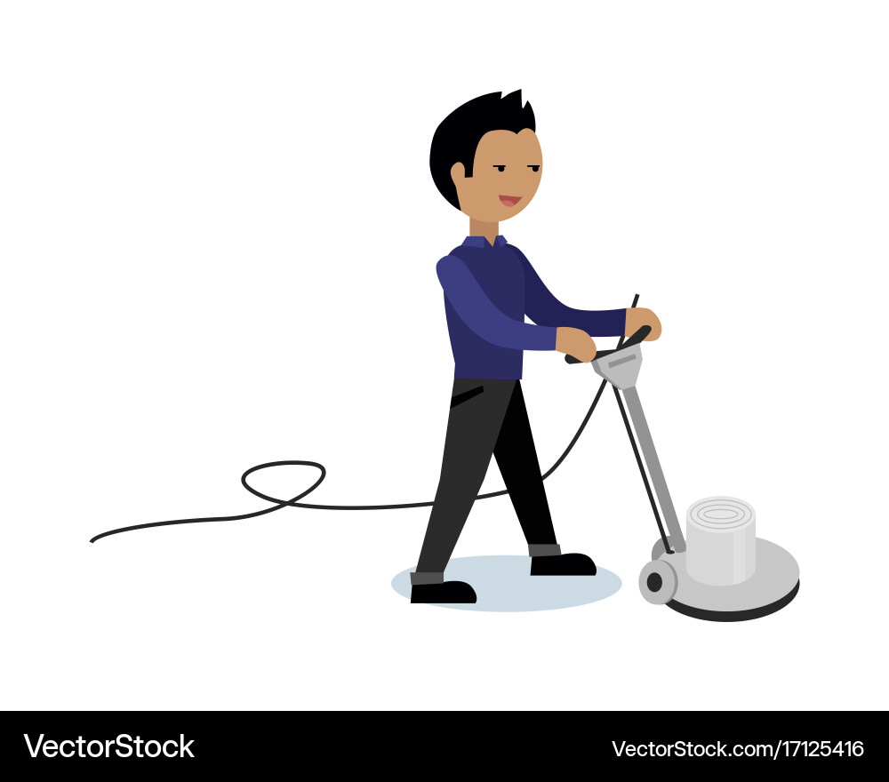 Man Using Floor Polisher Vector Image