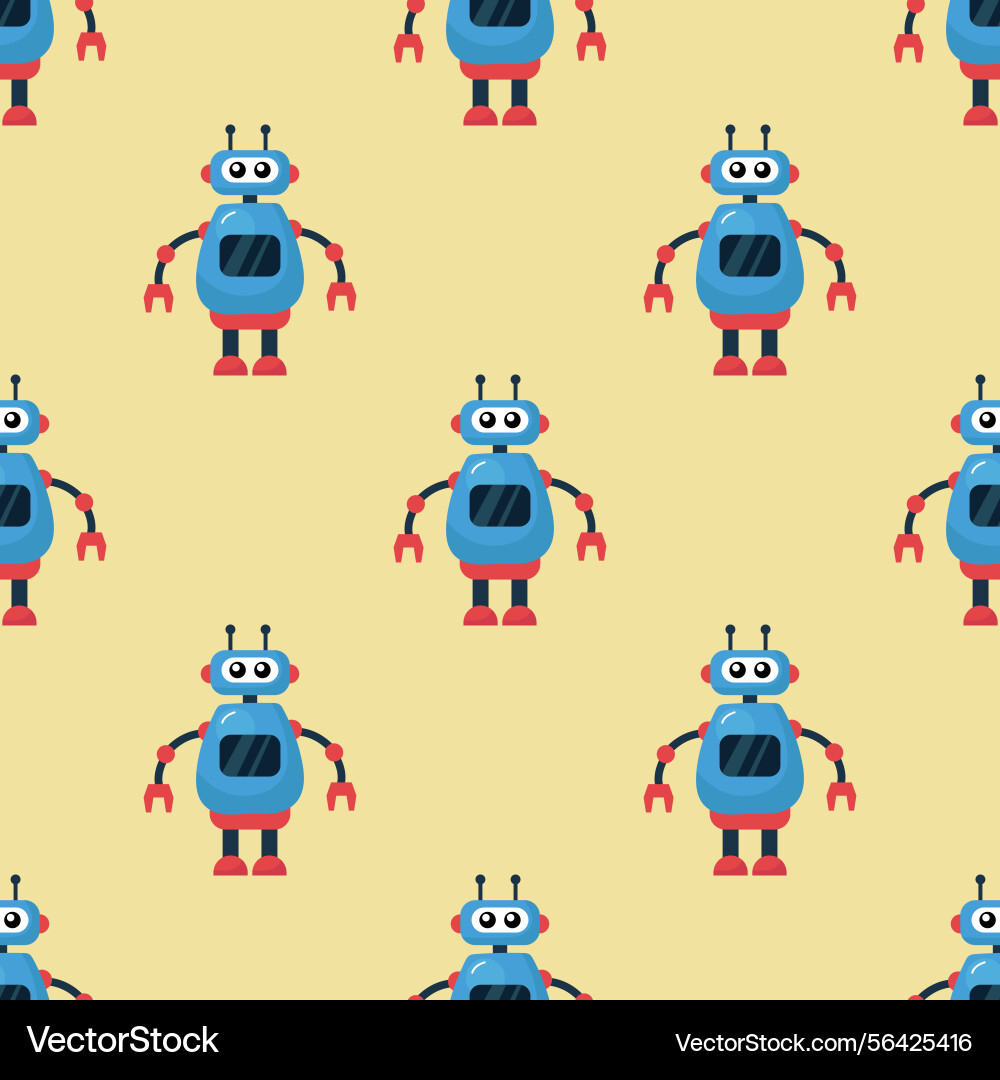Seamless pattern with robots vector image