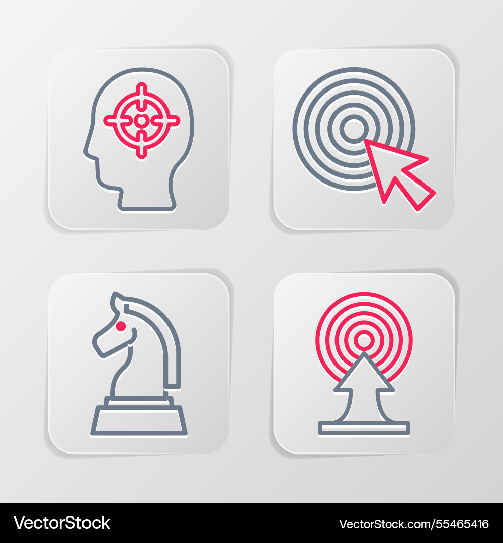 Set line target with arrow chess and head hunting Set line target with arrow chess and head hunting Vector Image