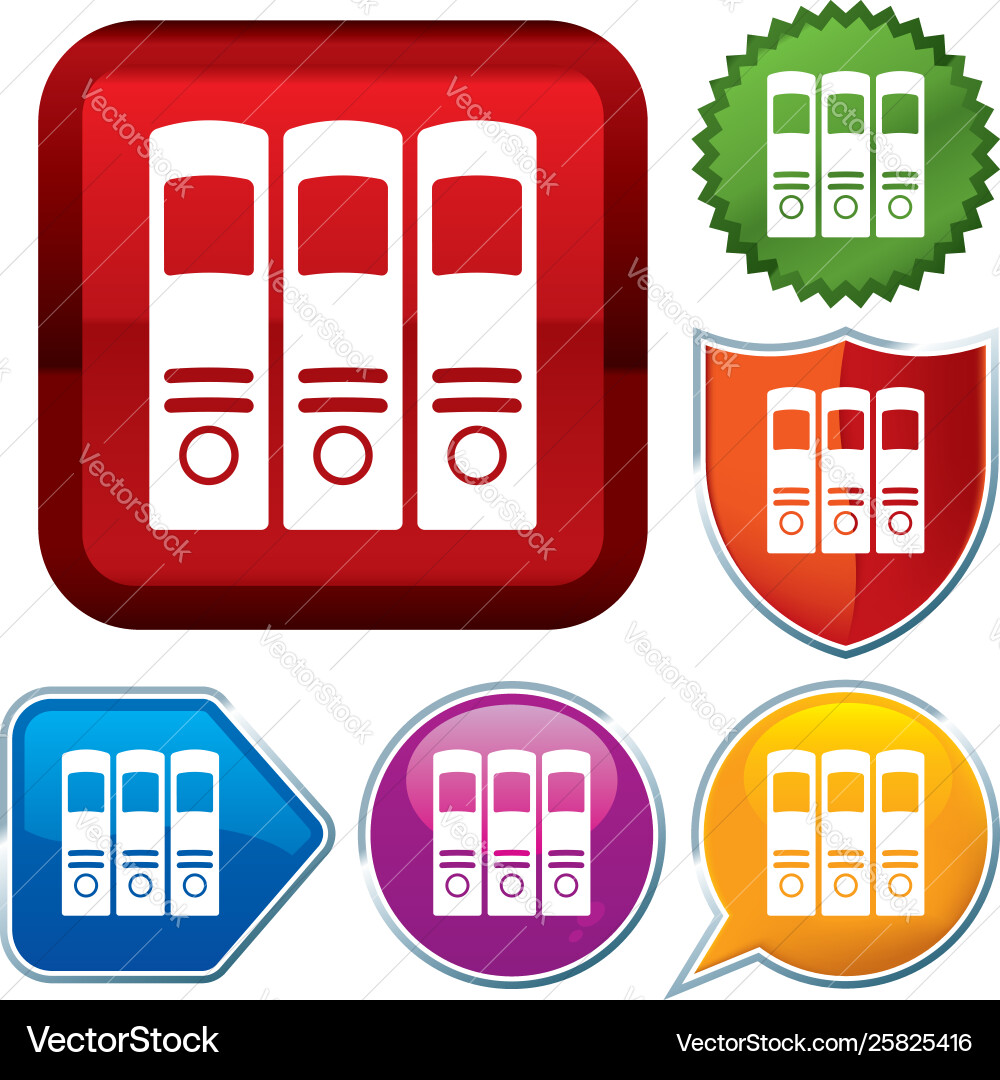 Set shiny icon series on buttons archives Vector Image