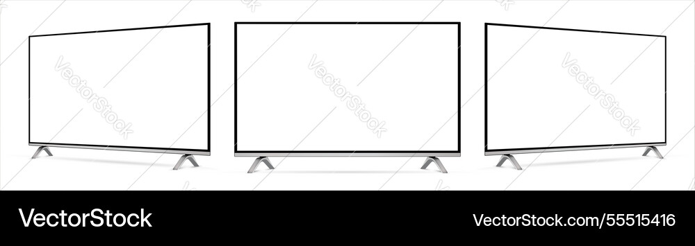 Three television with empty display realistic set Three television with empty display realistic set vector image