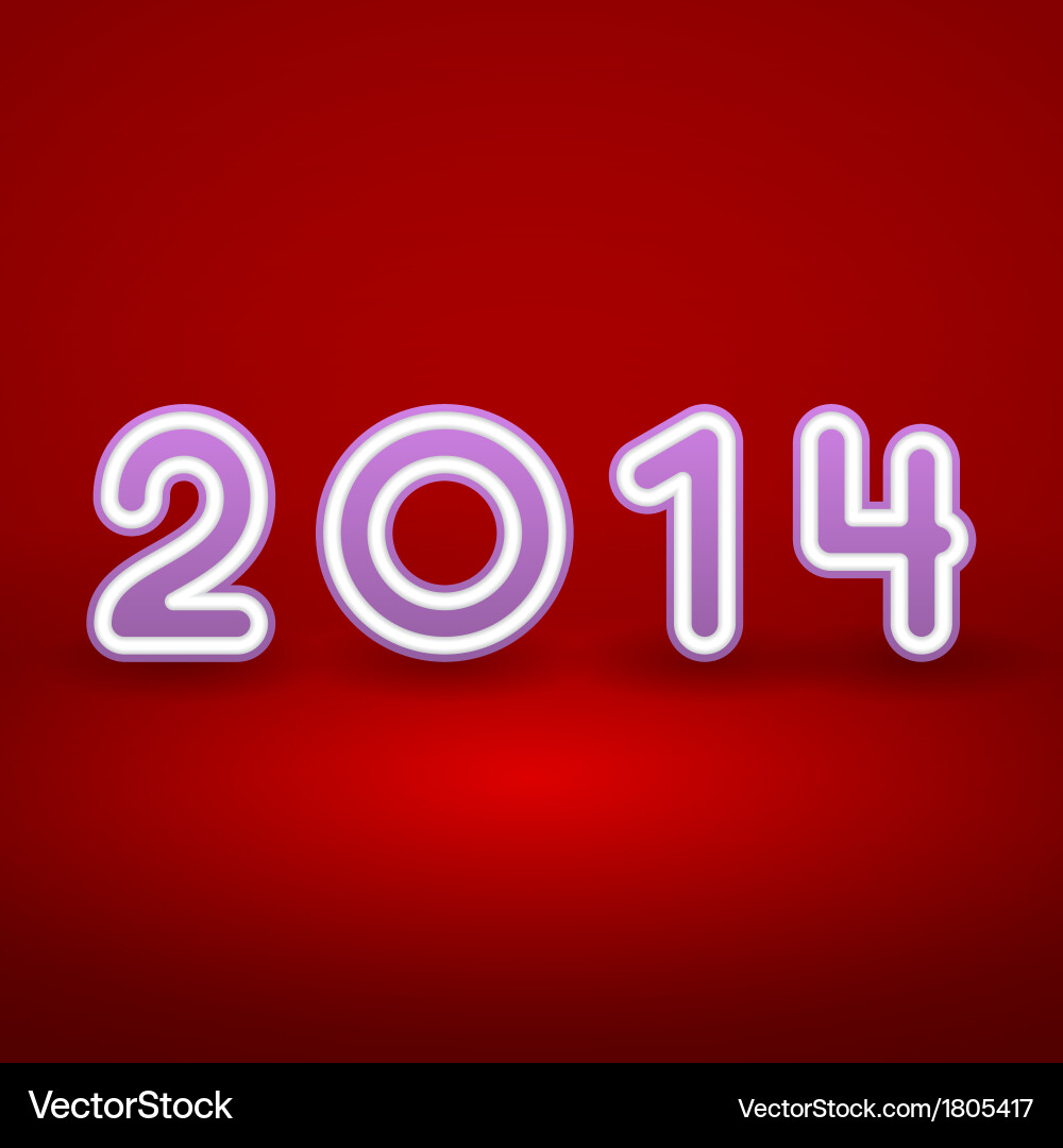2014 new year image on red background with white vector image