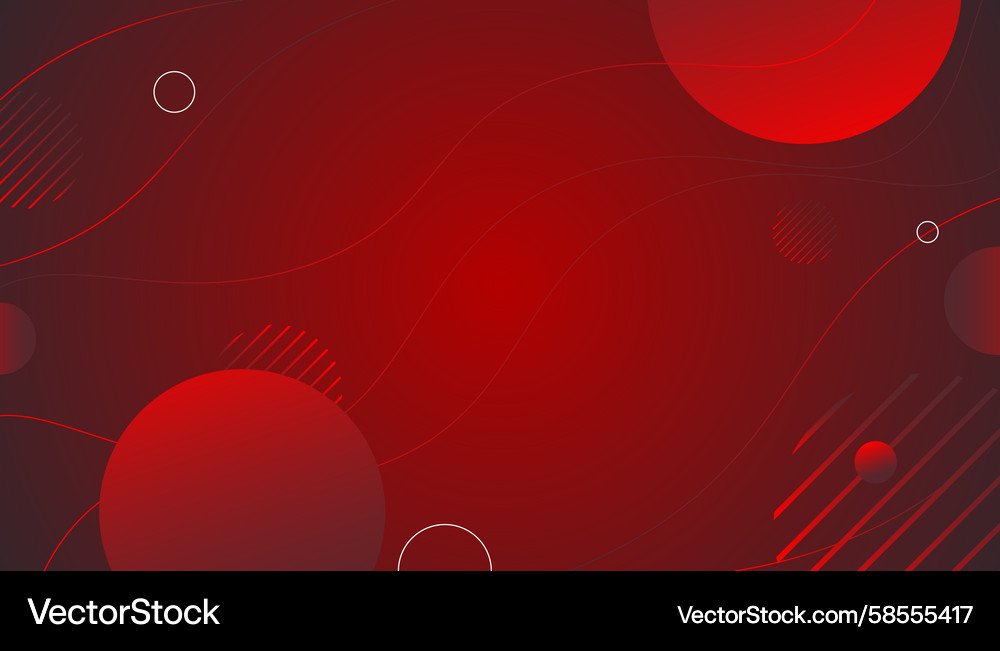 Abstract Red Background with Circles & Lines Vector Image