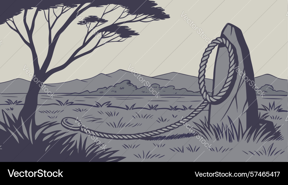 Abstract ring structure in open landscape Vector Image