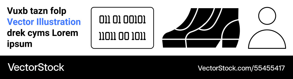 Binary code footwear and person profile elements Binary code footwear and person profile elements vector image