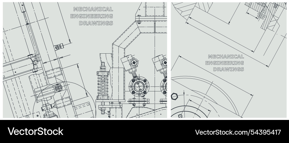 Blueprint set engine line drawing Blueprint set engine line drawing vector image