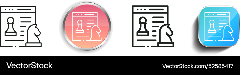 Chess game icon thin linear regular and button Vector Image
