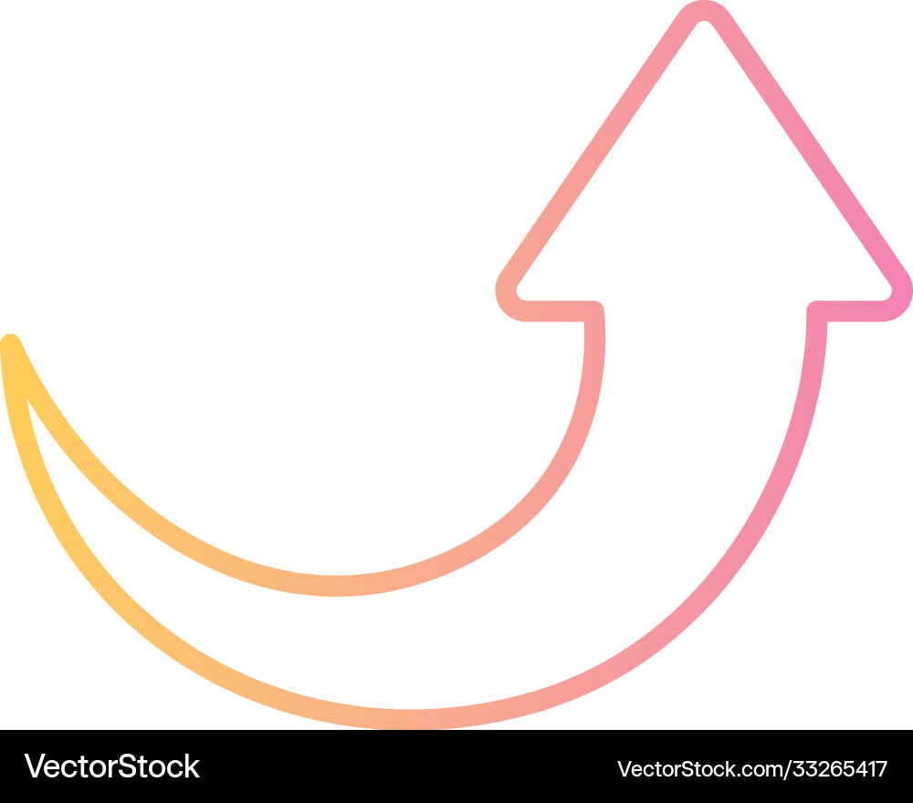 Curved up arrow gradient style icon design Vector Image
