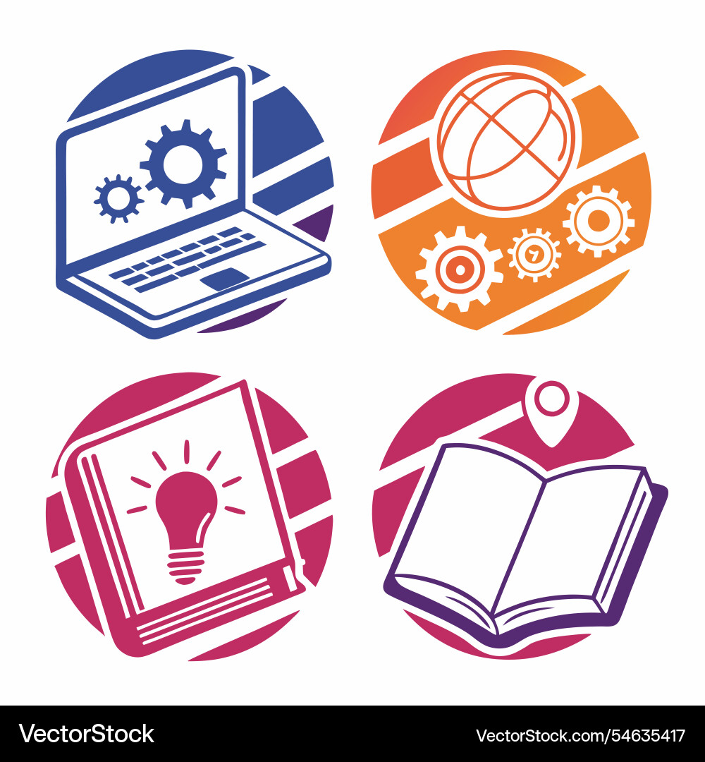Digital learning icons gradient fusion Digital learning icons gradient fusion vector image