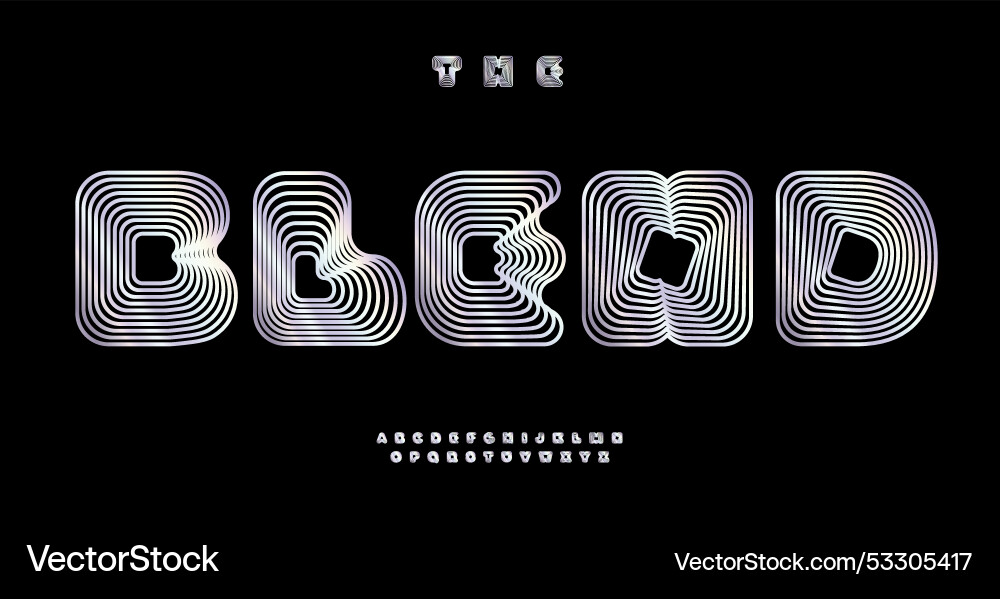 Distorted Blend Font - Chrome Effect vector image