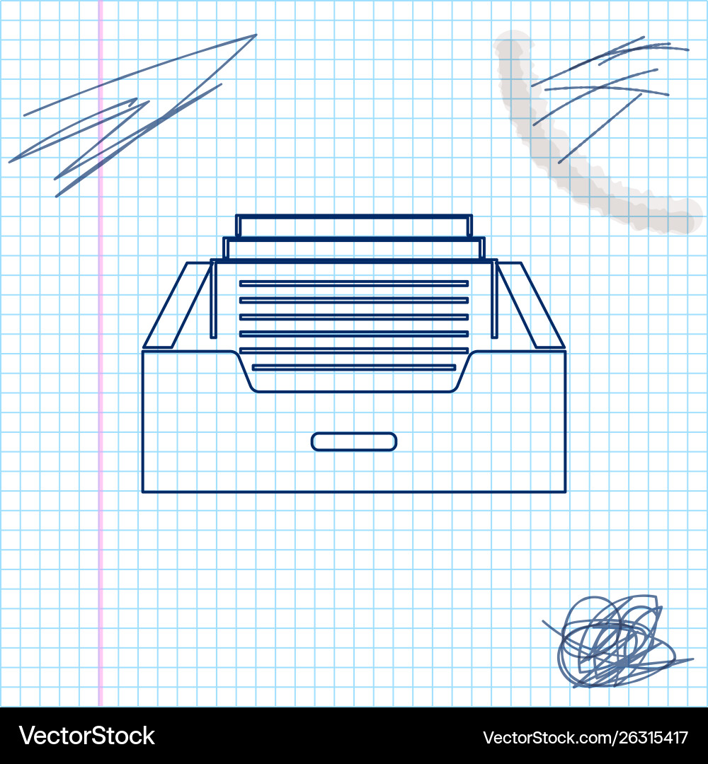 Drawer with documents line sketch icon isolated Drawer with documents line sketch icon isolated vector image