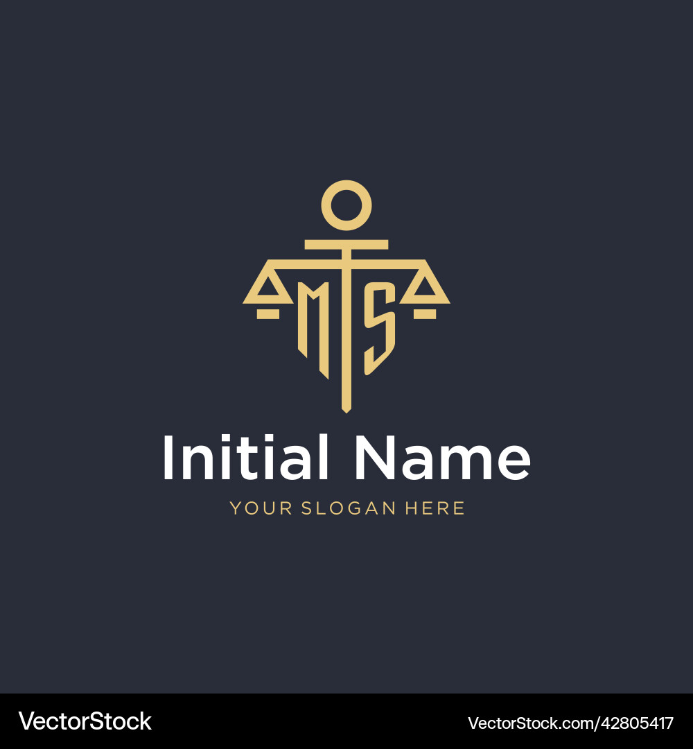 Ms initial monogram logo with scale and pillar Vector Image