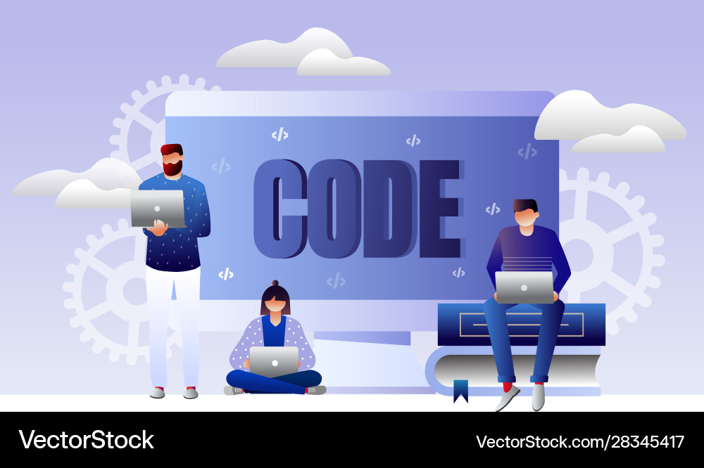 Programmers at work concept Programmers at work concept vector image