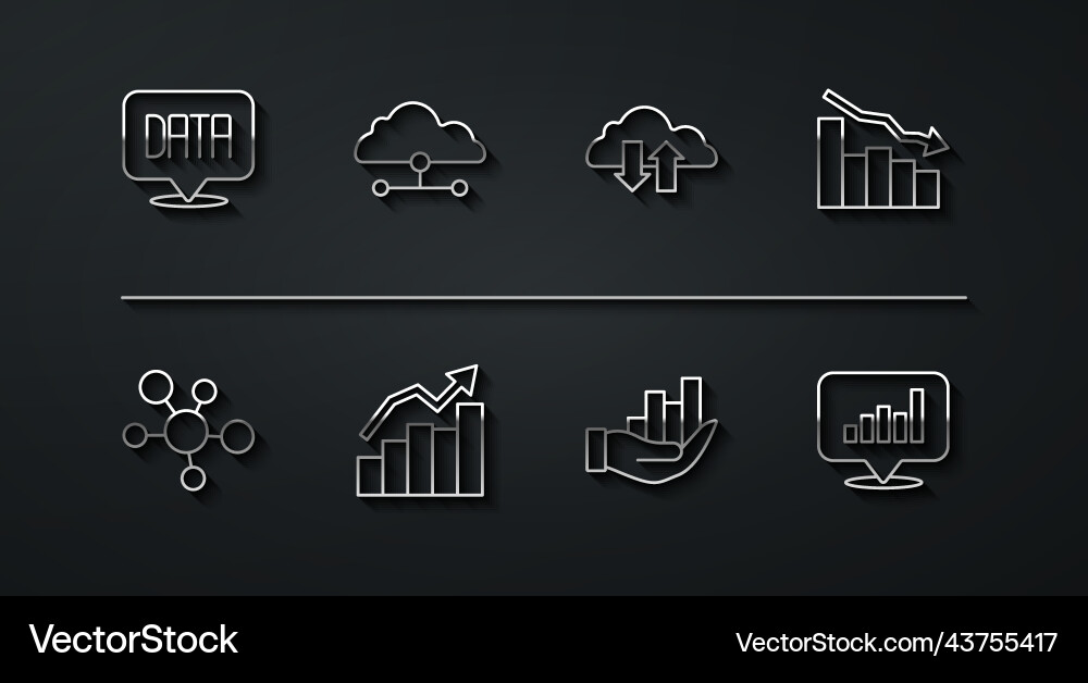 Set line data analysis mind map infographic Vector Image