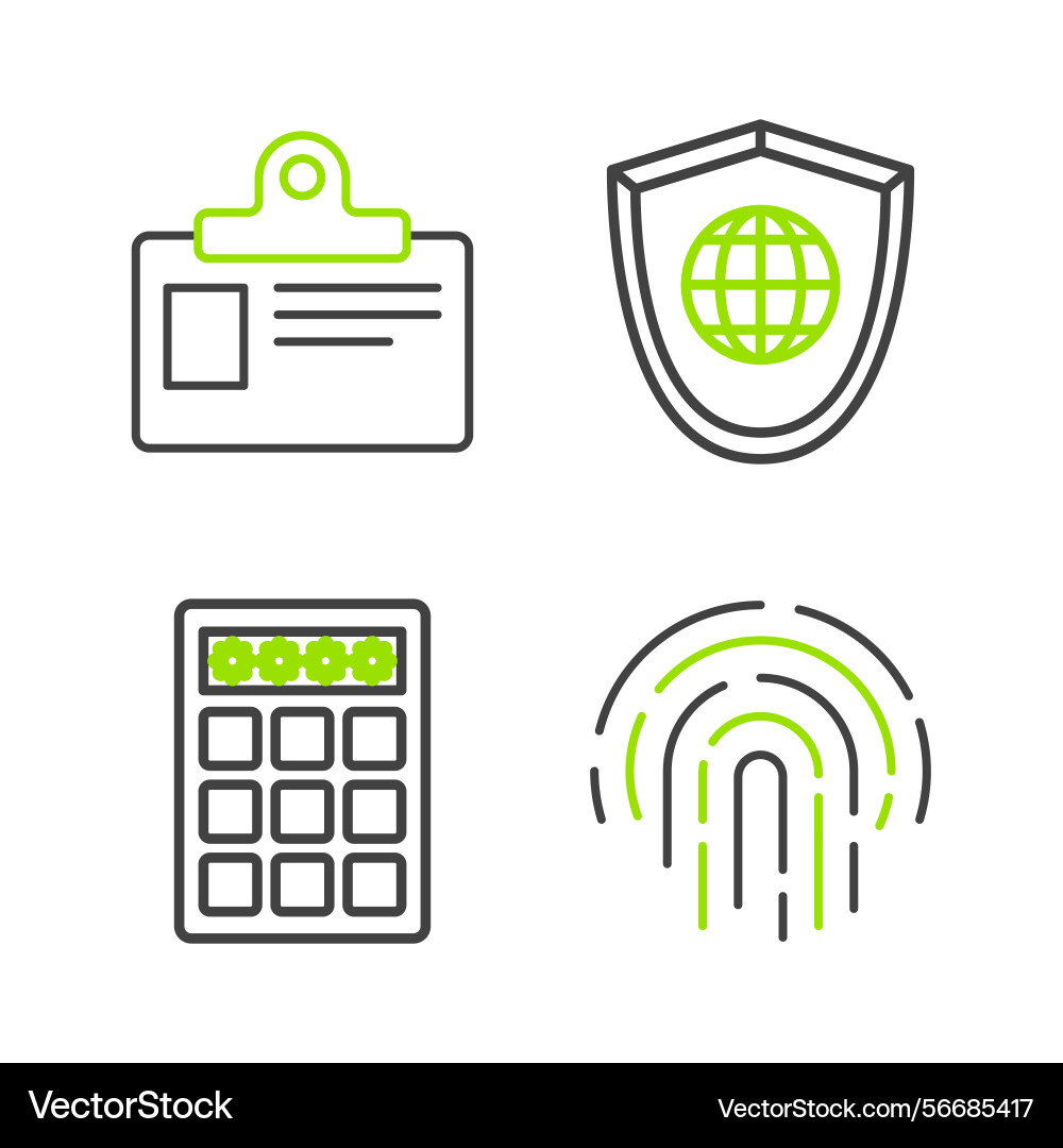 Set line fingerprint password protection Set line fingerprint password protection vector image