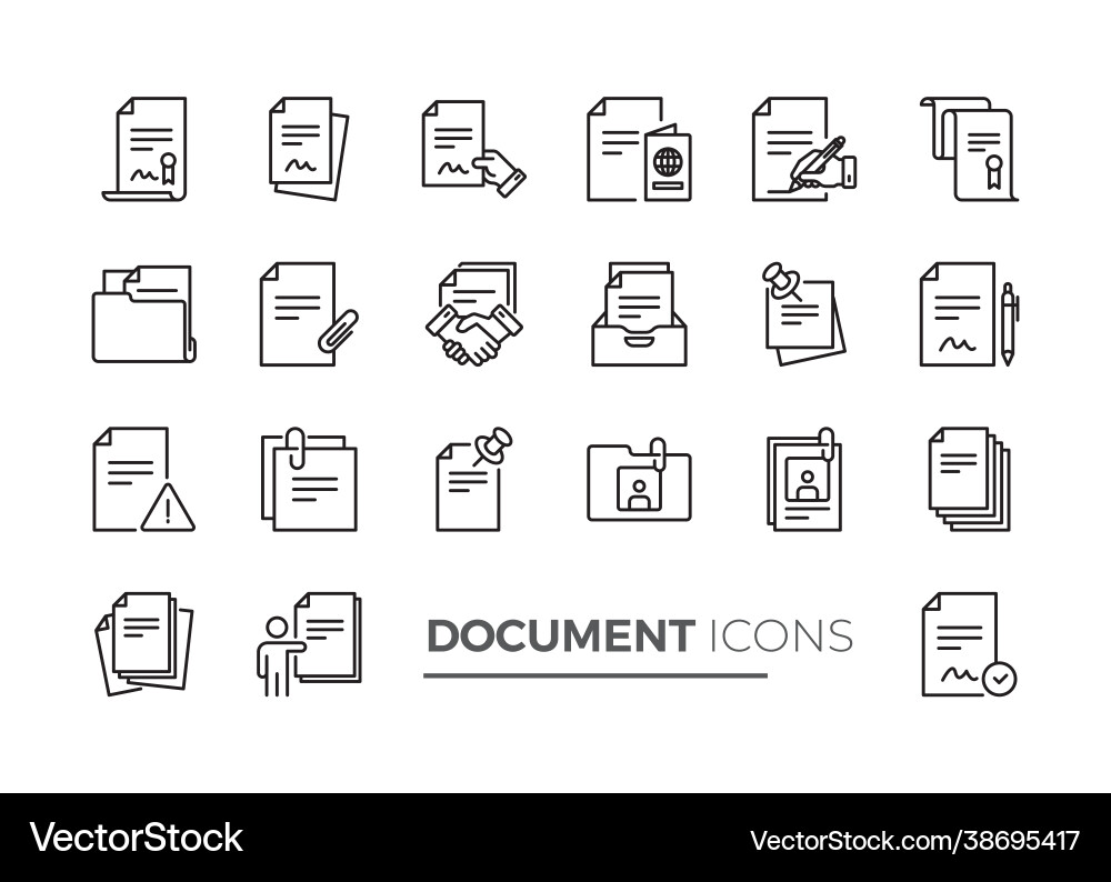 Simple set documents related line icons Simple set documents related line icons Vector Image