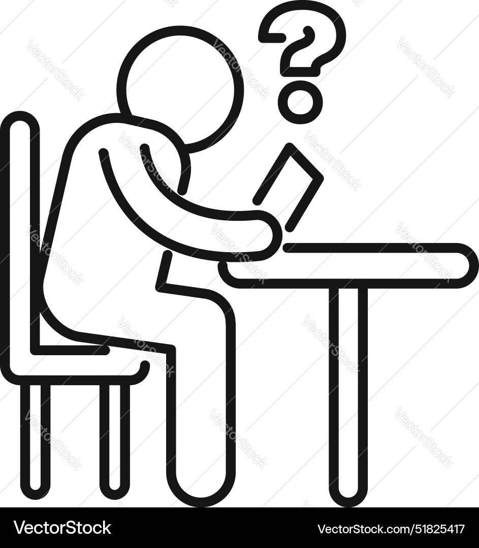 Student thinking about question mark while reading Vector Image