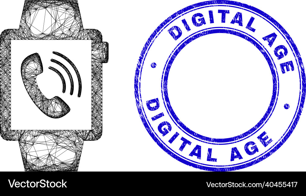 Textured digital age stamp seal and net irregular Textured digital age stamp seal and net irregular vector image
