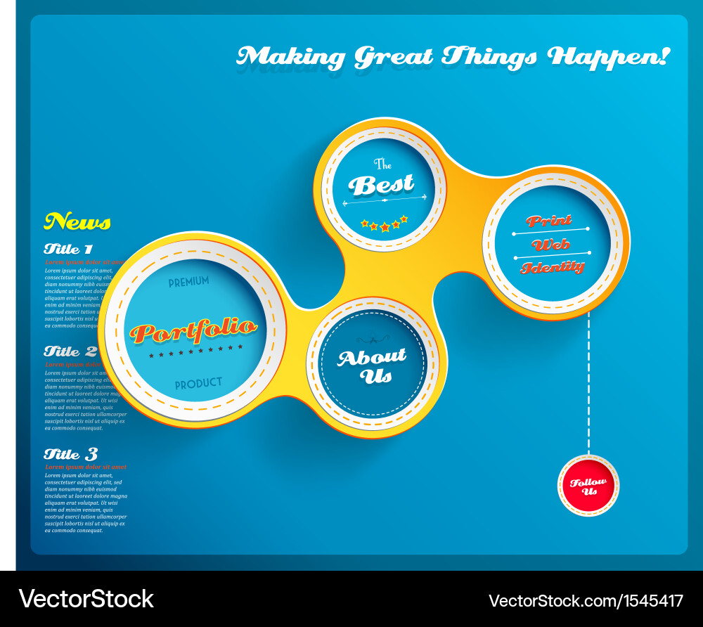 Web design template with hexagons on blue Vector Image