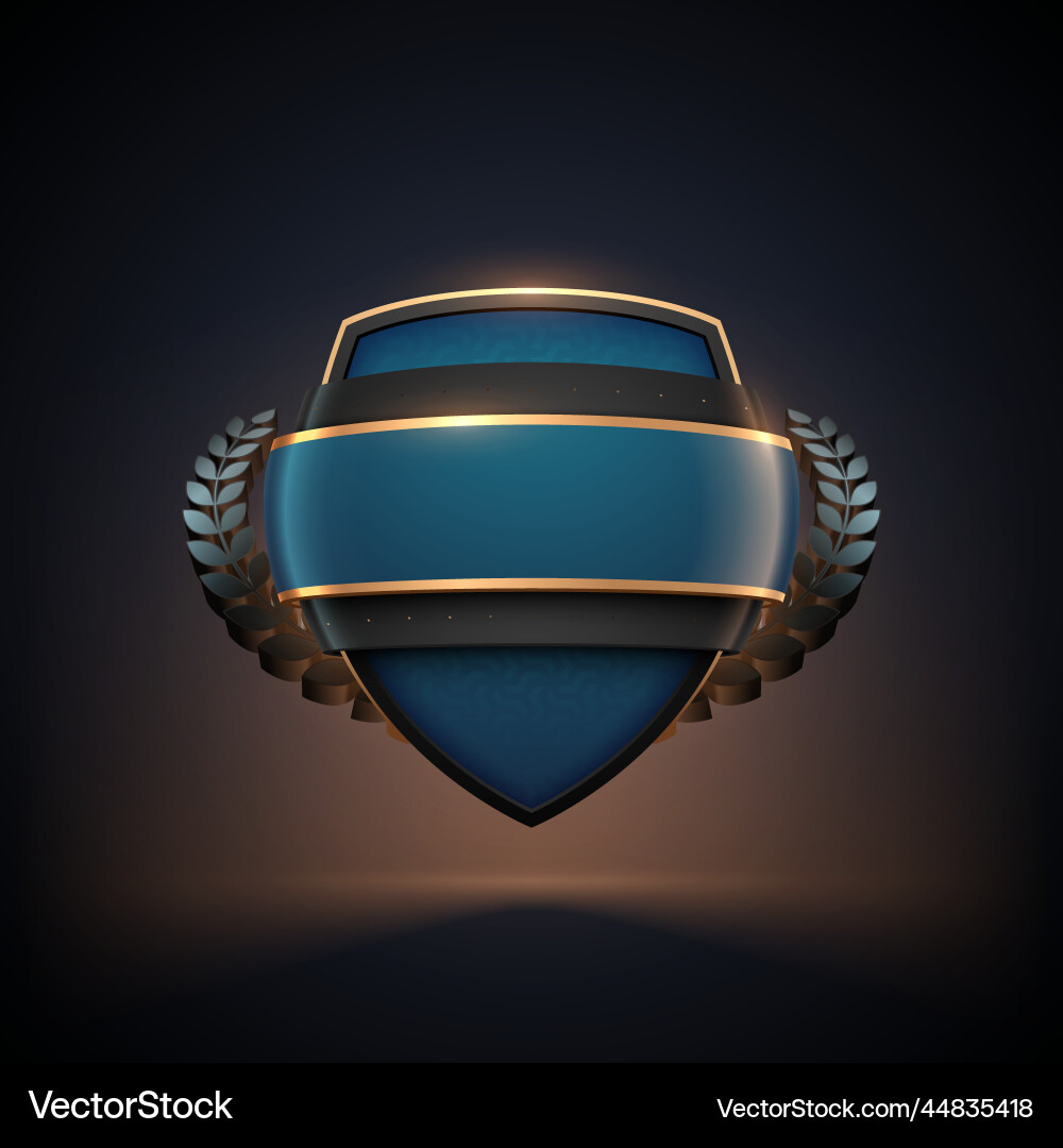 Blue gold and black shield template with wreath Blue gold and black shield template with wreath vector image
