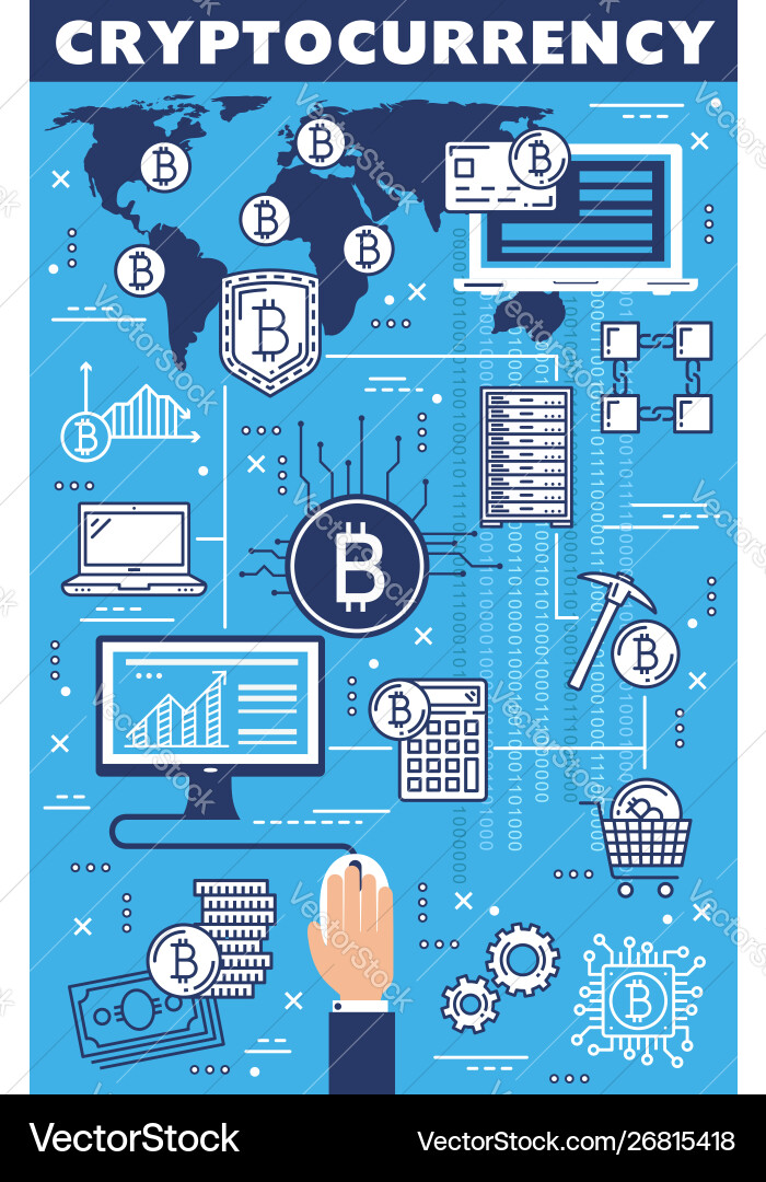 Cryptocurrency Mining & Blockchain vector image