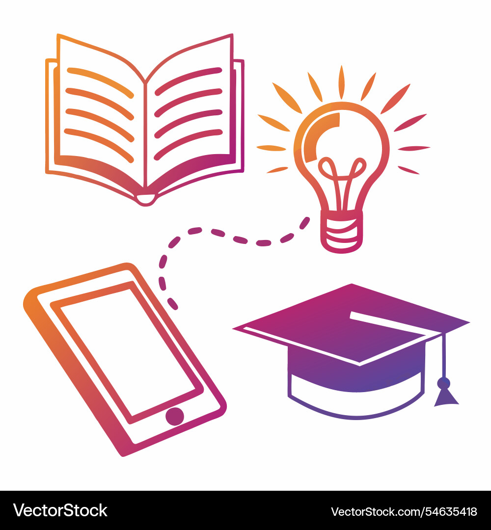 Digital learning icons gradient fusion Digital learning icons gradient fusion vector image