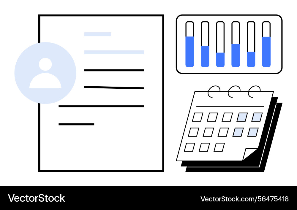 Document calendar and bar chart Document calendar and bar chart vector image