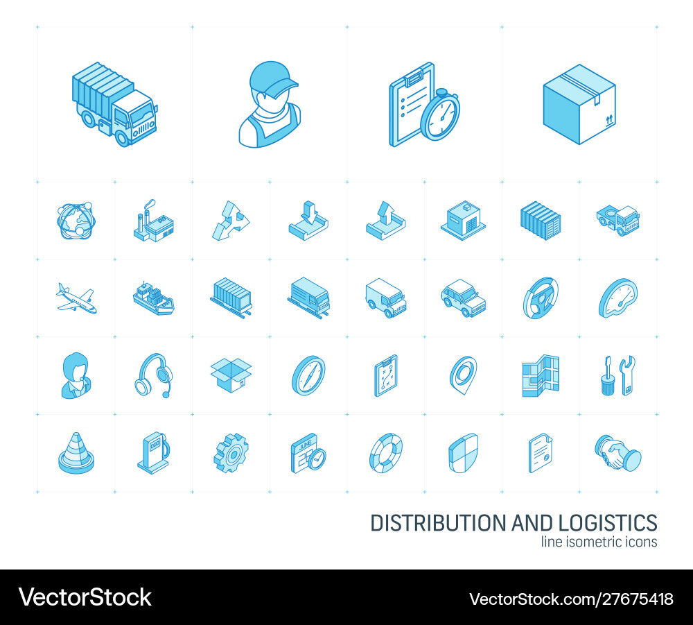 Isometric Logistics & Distribution Icons vector image