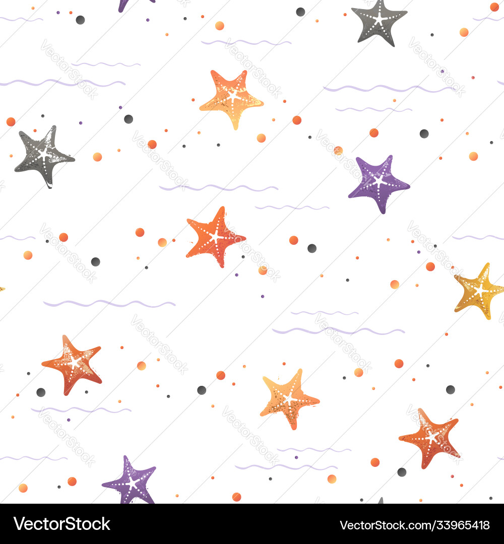 Seamless pattern with a colorful starfish vector image