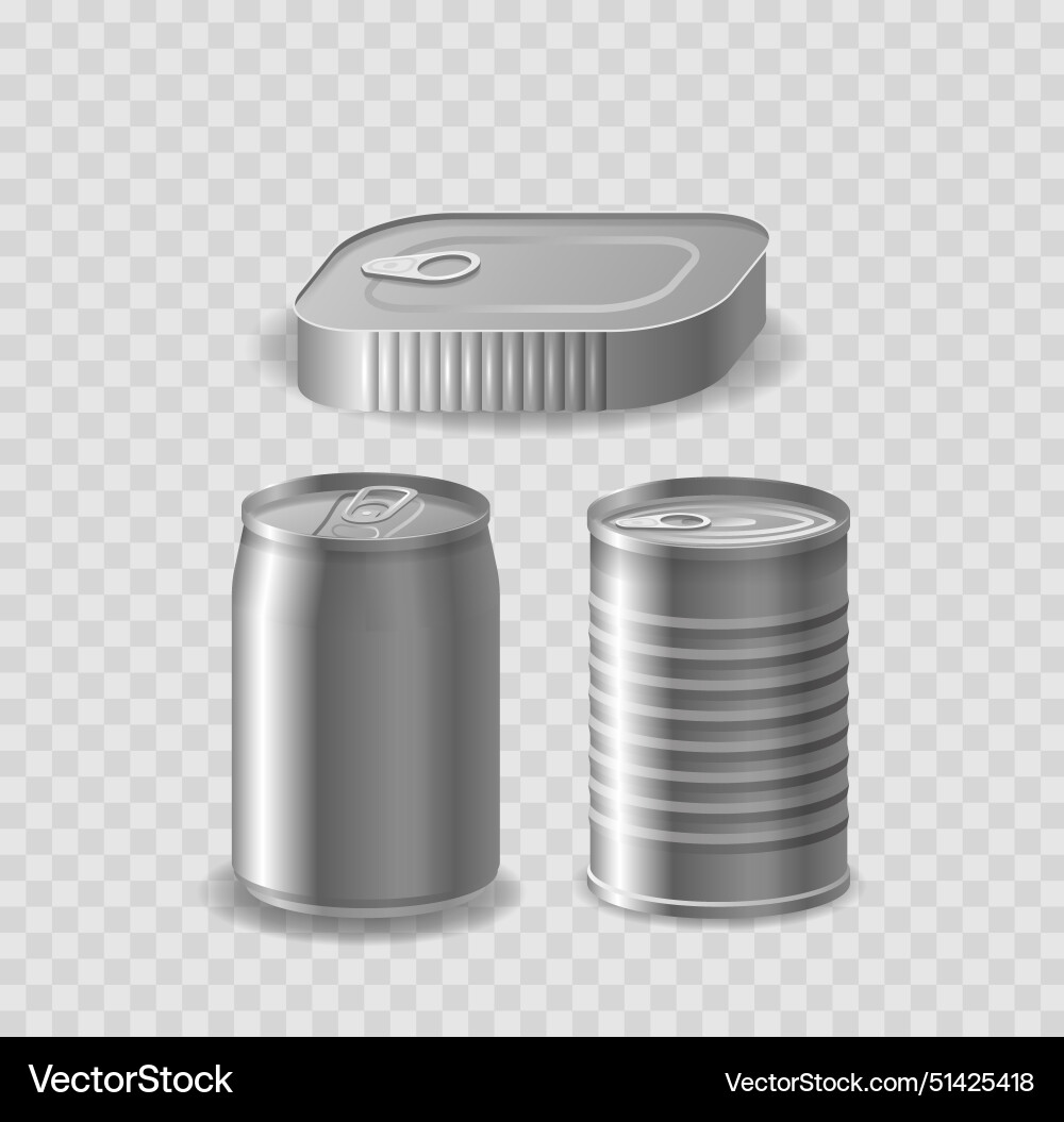 Set of three metallic containers rectangular Set of three metallic containers rectangular vector image