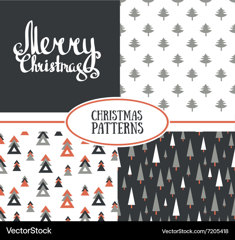 Set of three seamless patterns with stylish vector image