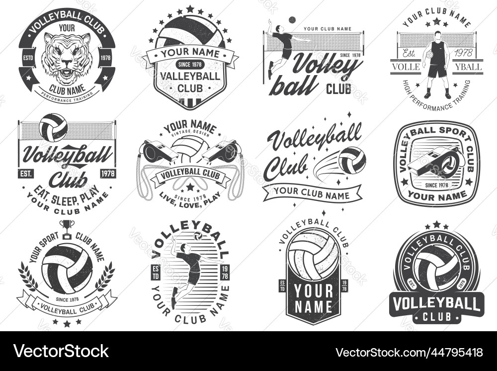 Set of volleyball club badge design Set of volleyball club badge design vector image
