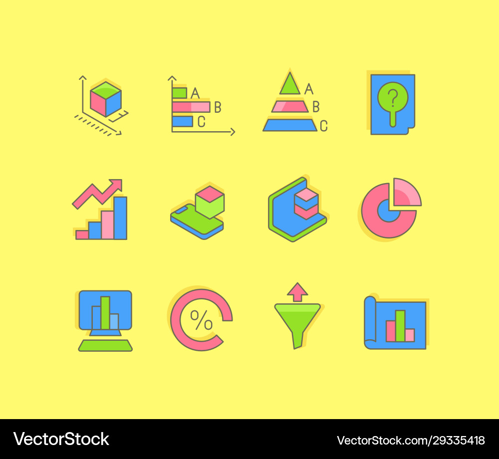 Set simple line icons web analytics Set simple line icons web analytics vector image