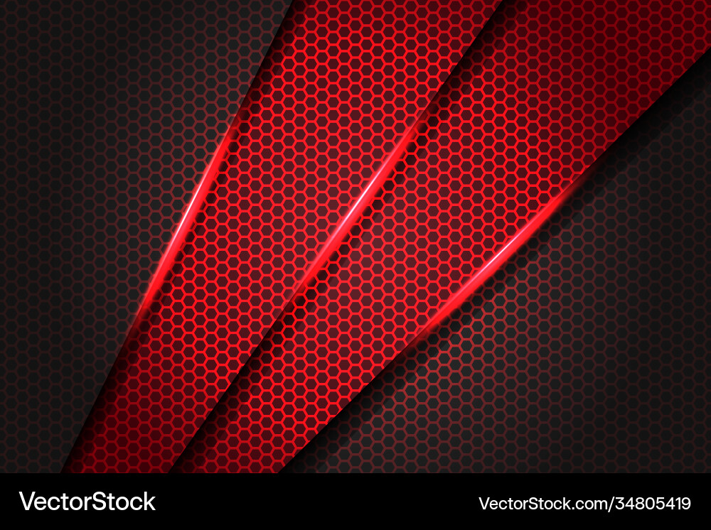Abstract red slash light hexagon background Vector Image
