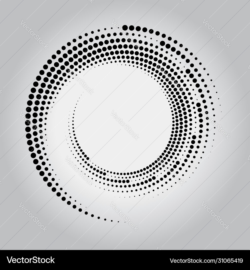 Black different halftone dots in circle form vector image
