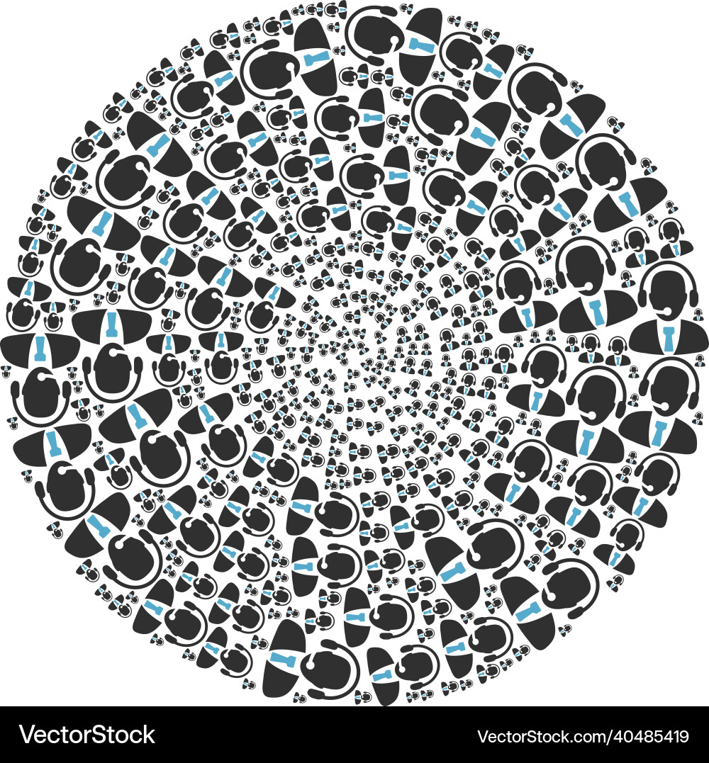 Call center operator icon rotated spheric cluster Vector Image
