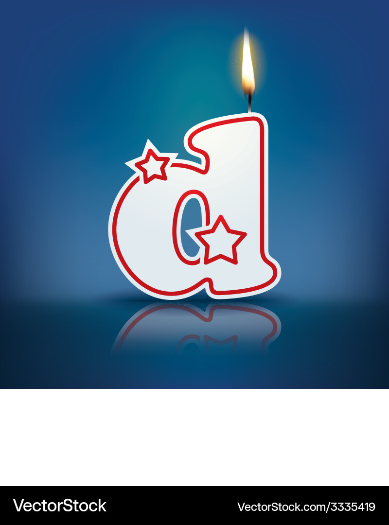 Candle letter d with flame Vector Image