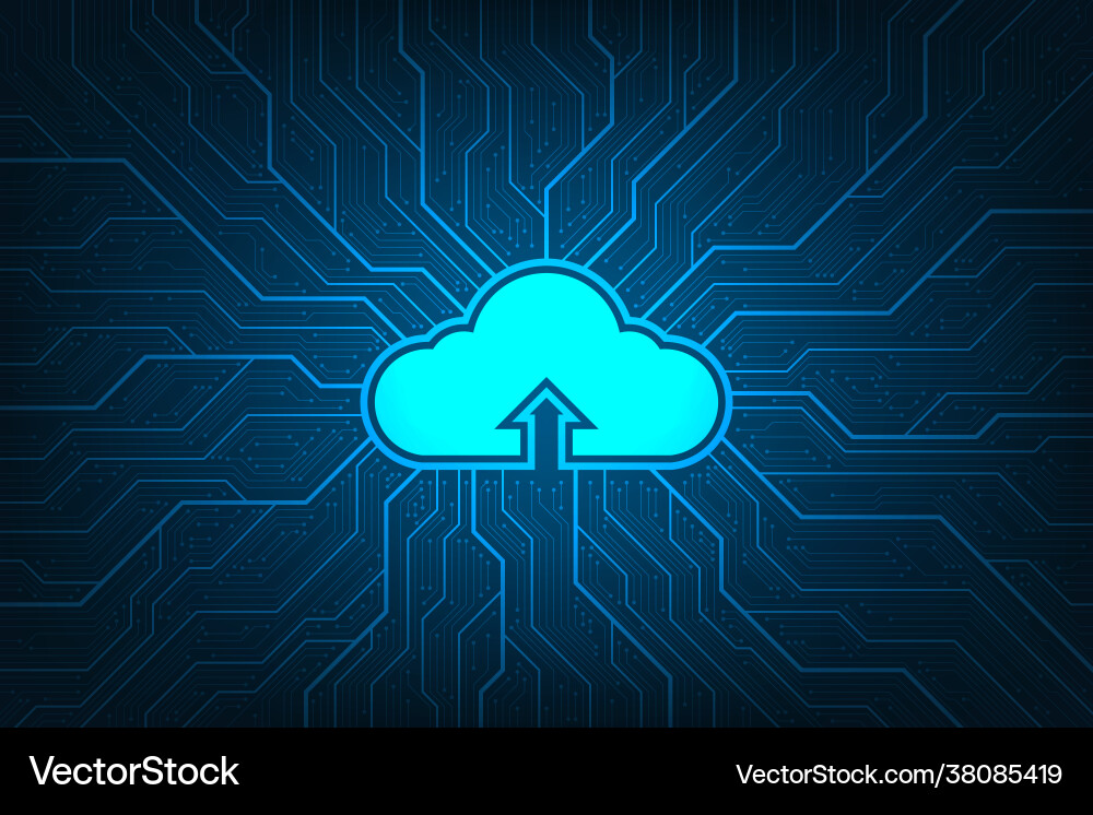 Cloud network uploading various information Vector Image