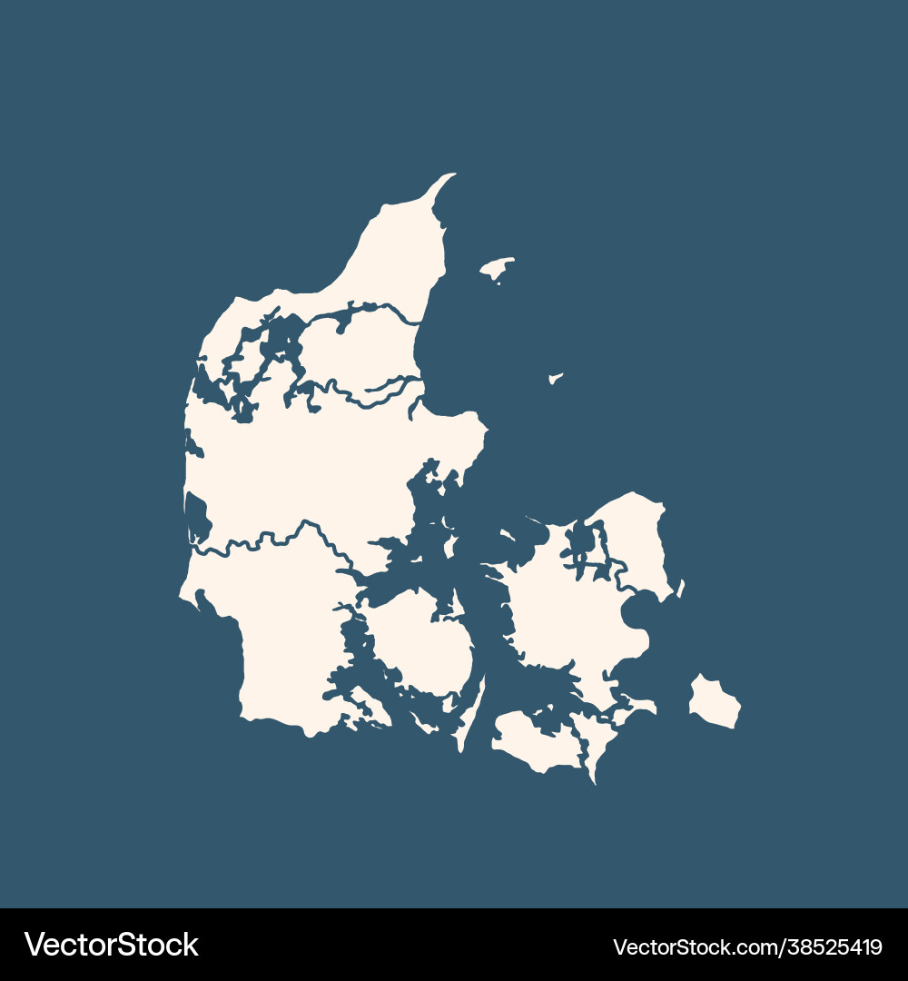 Denmark map using blue border lines on dark Vector Image